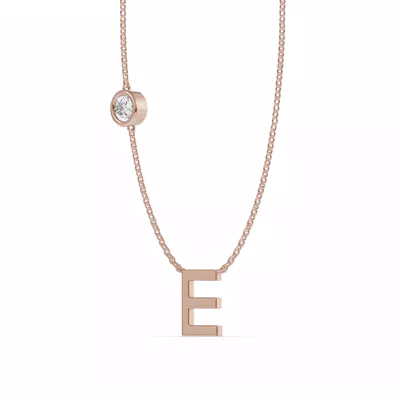 Bezel Diamond Gold Initial Necklace - E