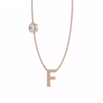 Bezel Lab Diamond Gold Initial Necklace - F