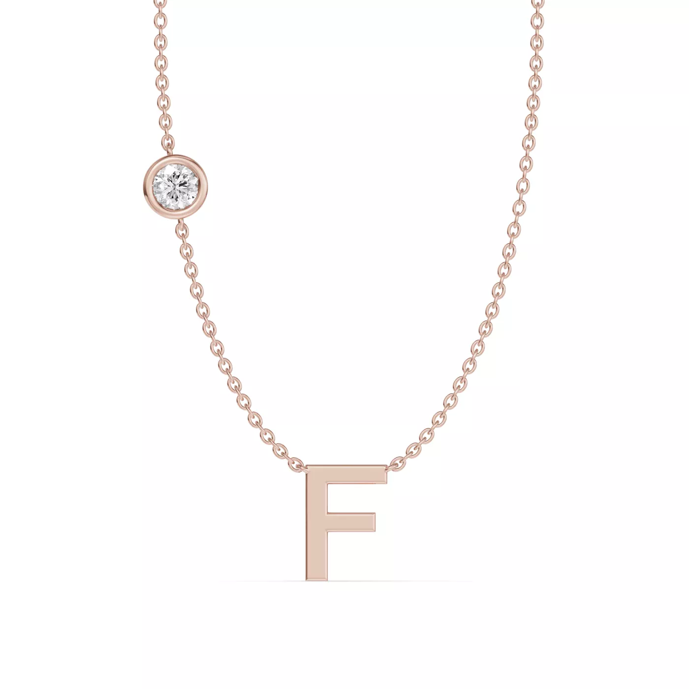 Personalized Initial 14K Rose Gold Engagement Ring
