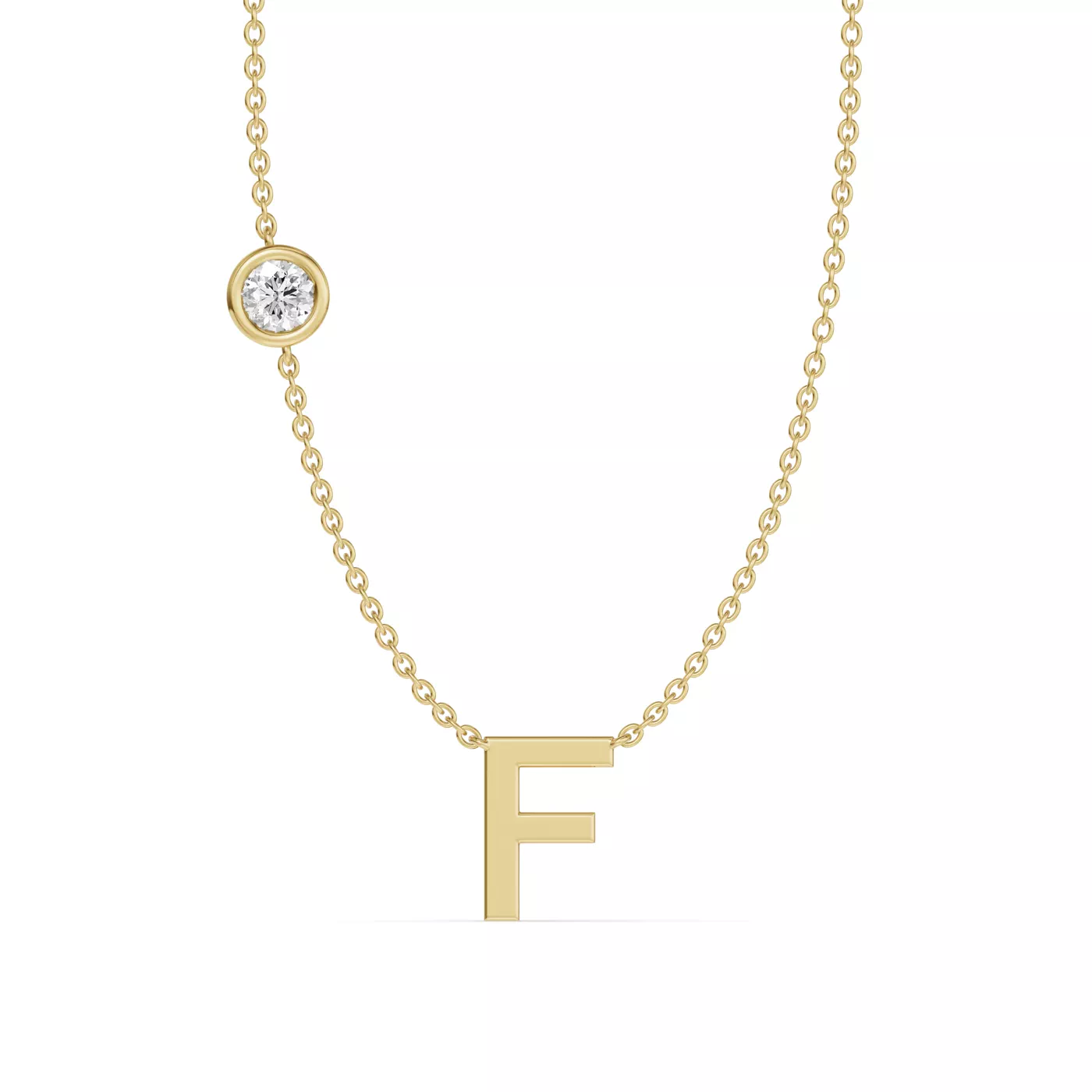 Personalized Initial 14K Yellow Gold Engagement Ring