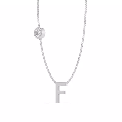 Bezel Lab Diamond Gold Initial Necklace - F