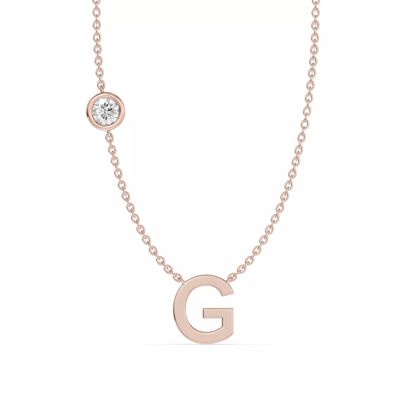 Personalized Initial 14K Rose Gold Engagement Ring