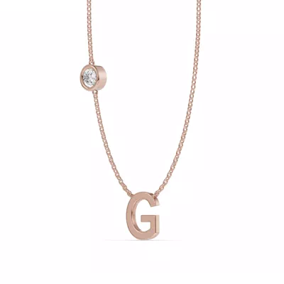 Bezel Diamond Gold Initial Necklace - G