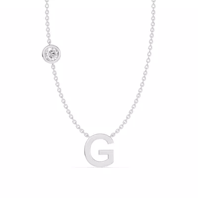 Bezel Diamond Gold Initial Necklace - G