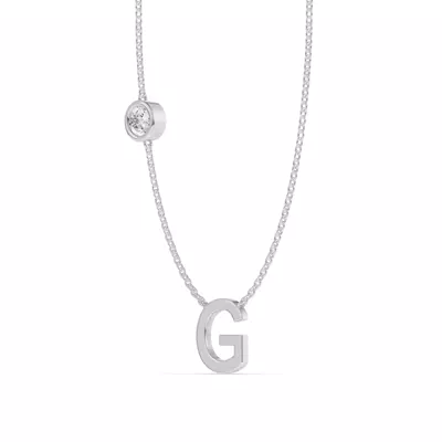 Bezel Diamond Gold Initial Necklace - G