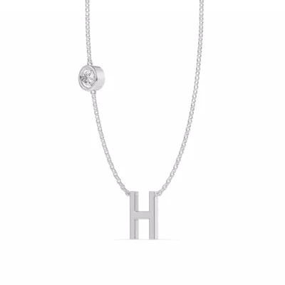 Bezel Lab Diamond Gold Initial Necklace - H