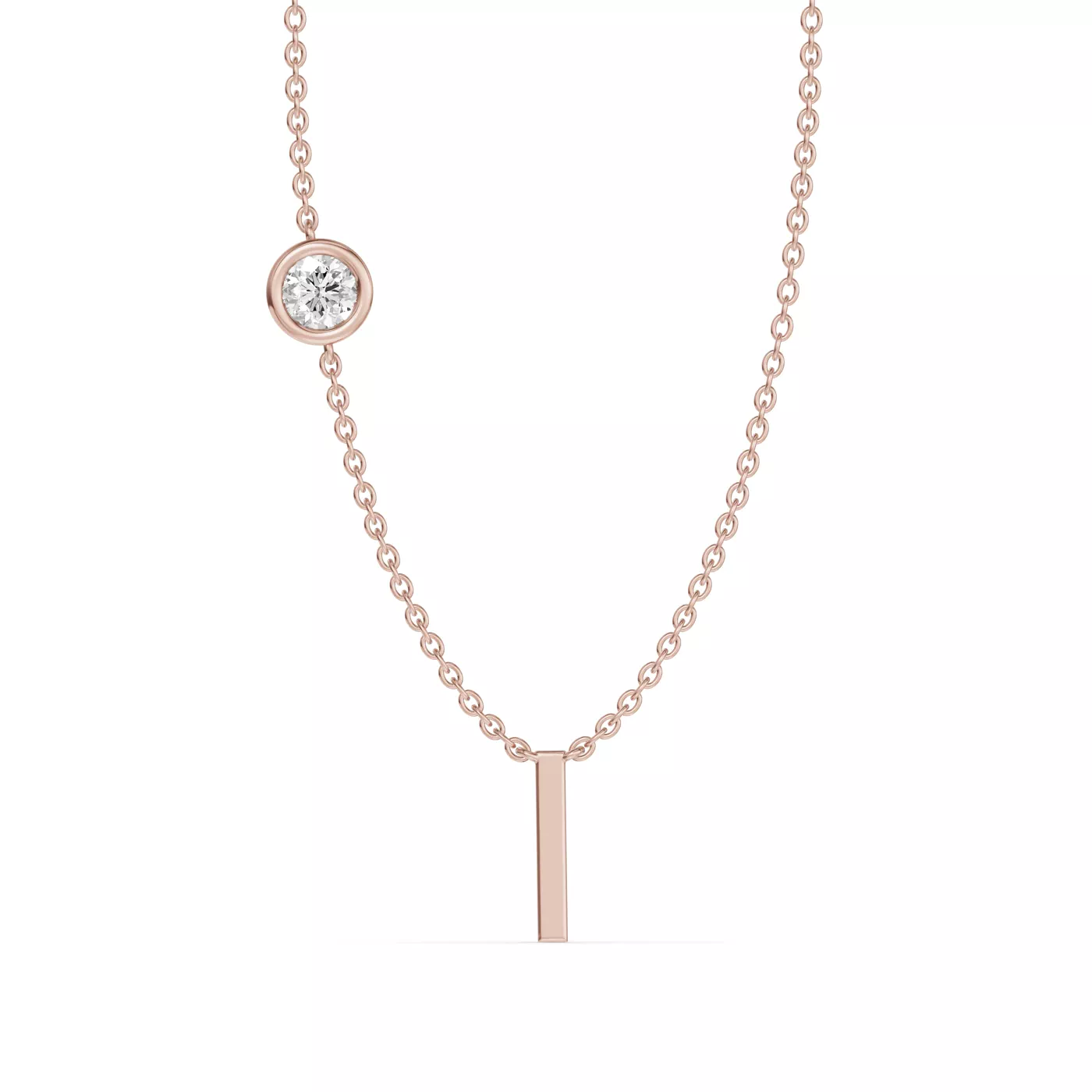Personalized Initial 14K Rose Gold Engagement Ring