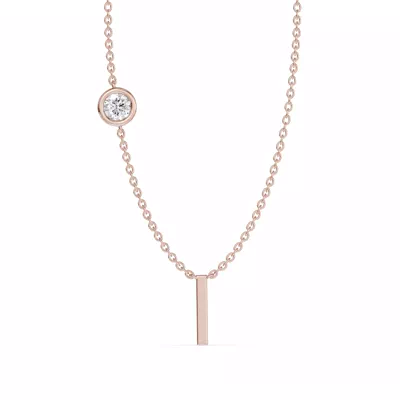 Bezel Diamond Gold Initial Necklace - I