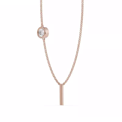 Bezel Diamond Gold Initial Necklace - I