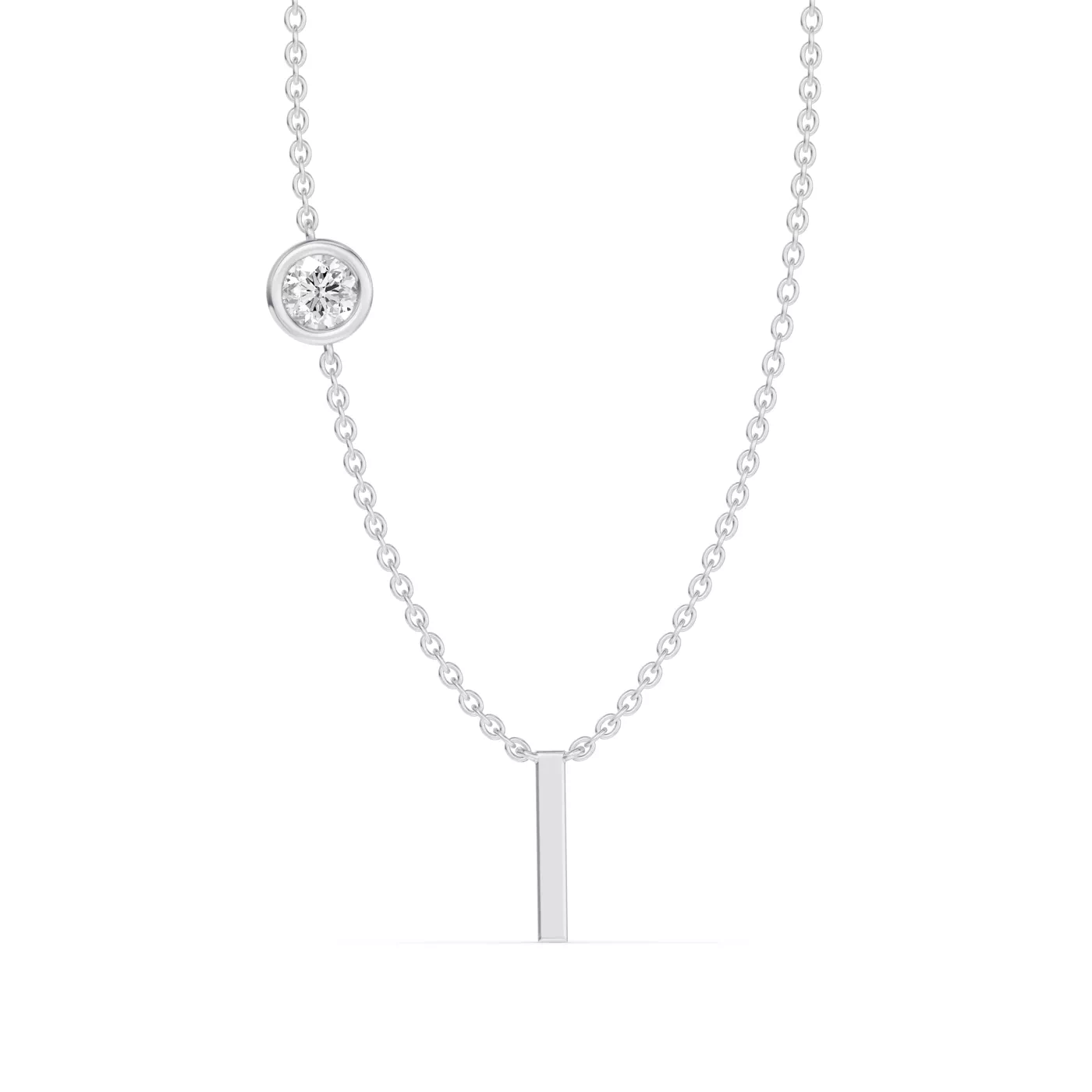Personalized Initial 14K White Gold Engagement Ring