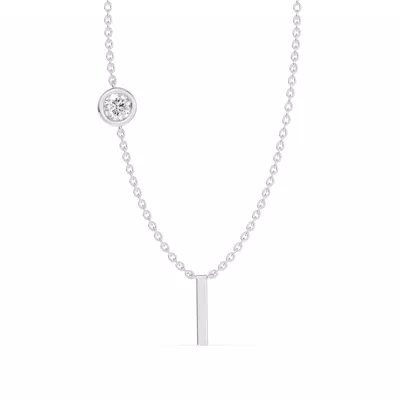 Bezel Lab Diamond Gold Initial Necklace - I
