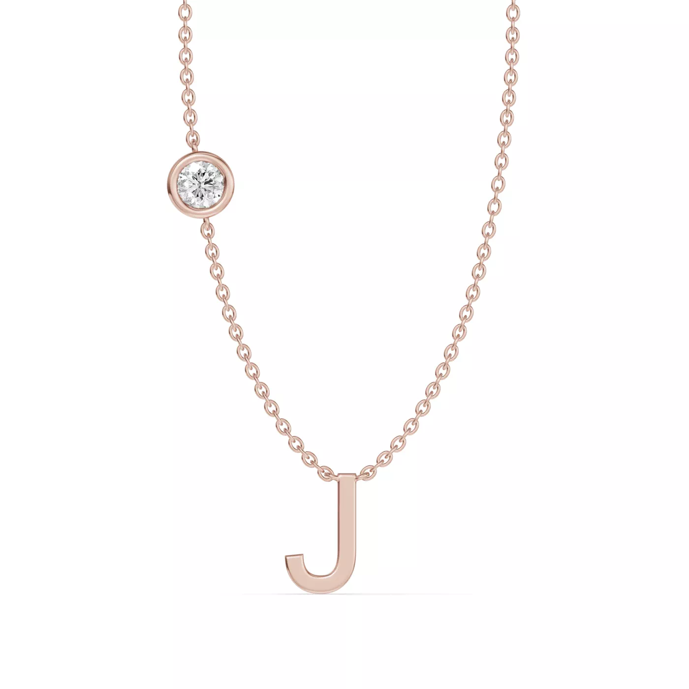 Personalized Initial 14K Rose Gold Engagement Ring