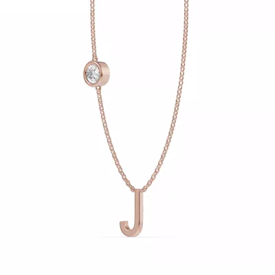 Bezel Lab Diamond Gold Initial Necklace - J