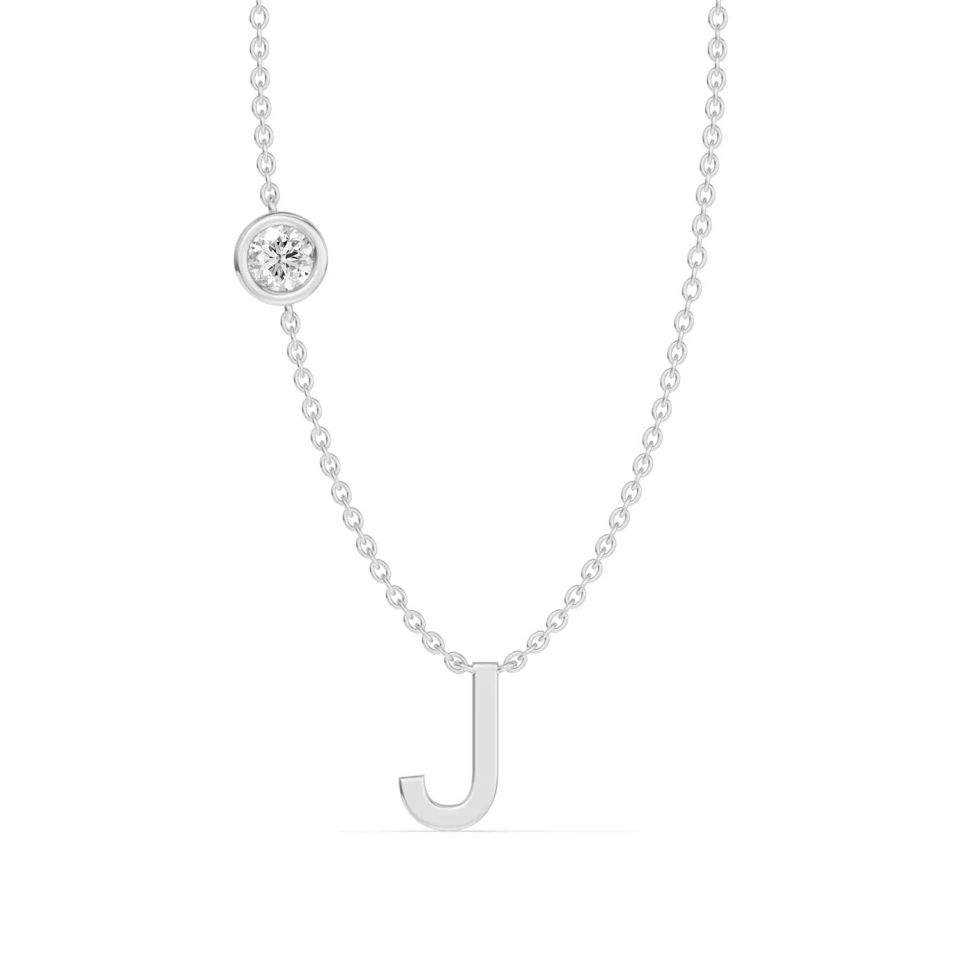 Personalized Initial 14K White Gold Engagement Ring