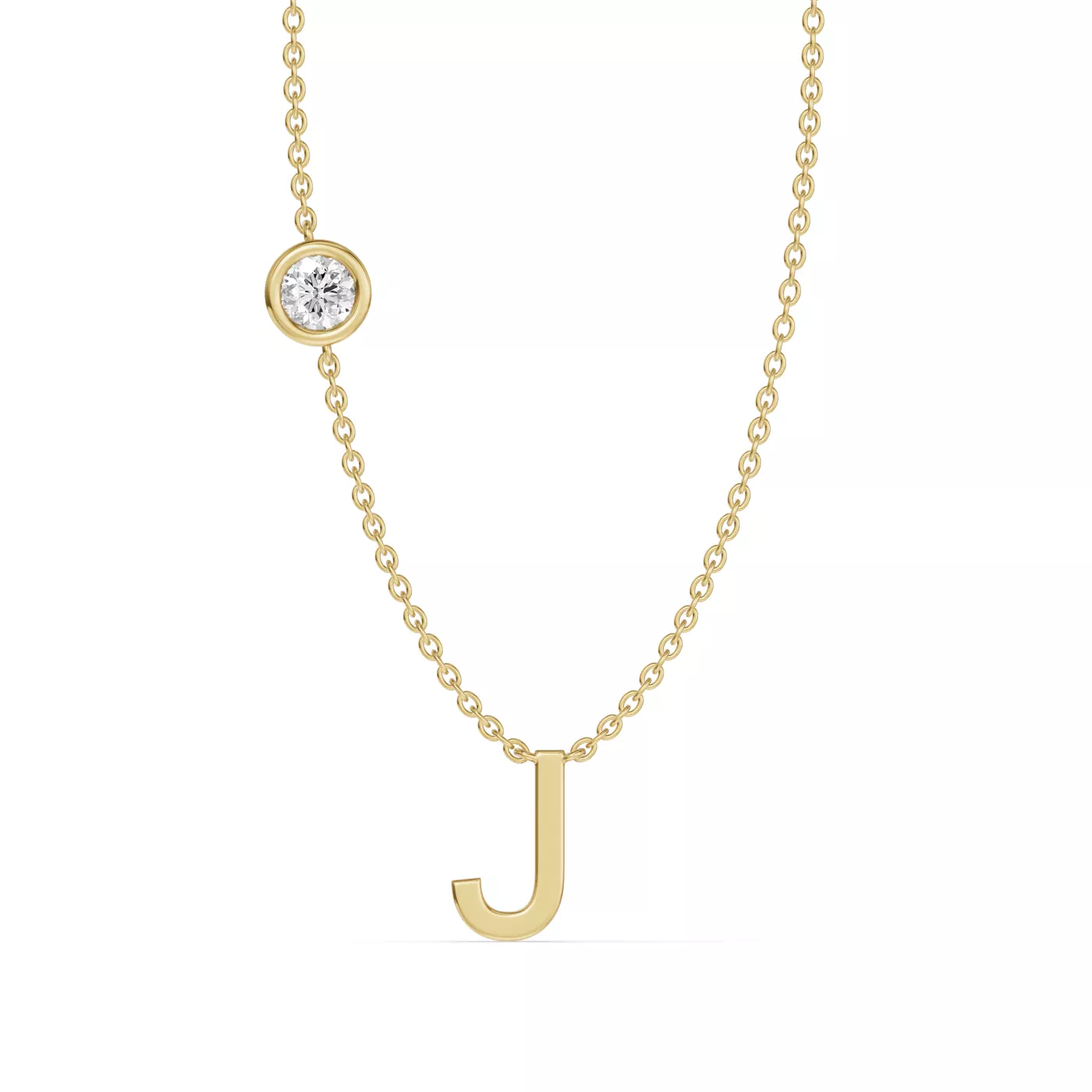Personalized Initial 14K Yellow Gold Engagement Ring