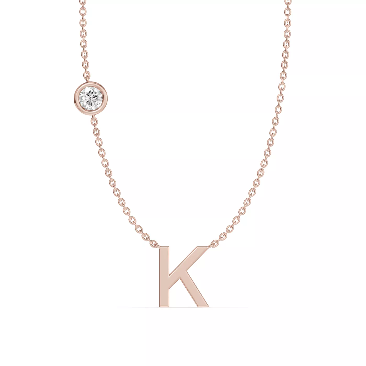 Personalized Initial 14K Rose Gold Engagement Ring
