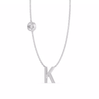 Bezel Diamond Gold Initial Necklace - K