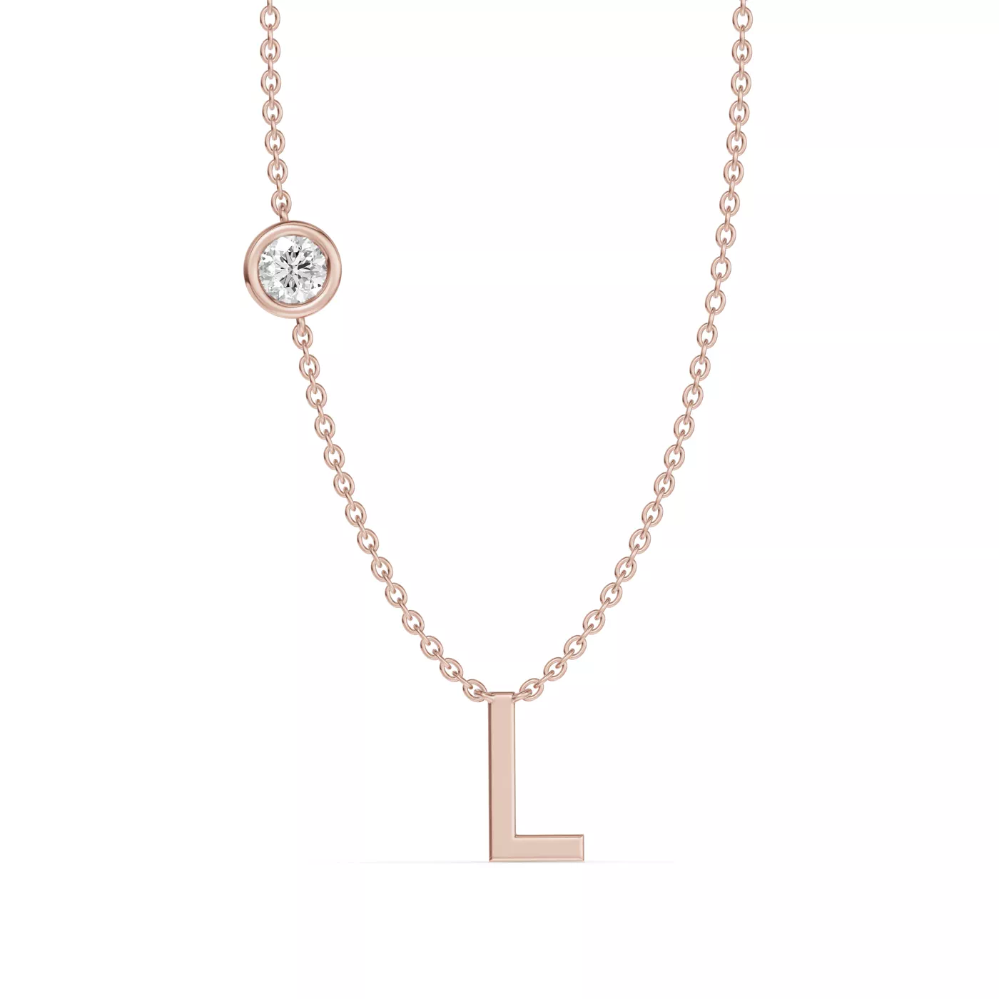 Personalized Initial 14K Rose Gold Engagement Ring