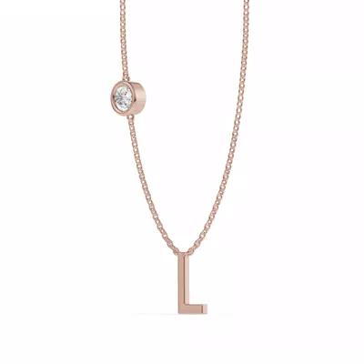 Bezel Diamond Gold Initial Necklace - L