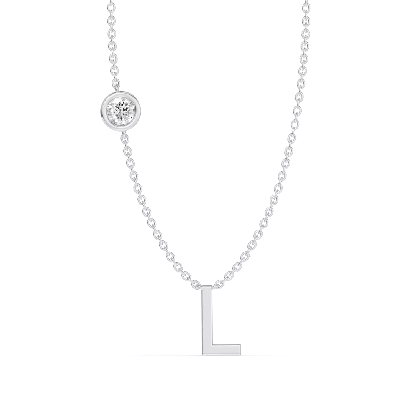 Personalized Initial 14K White Gold Engagement Ring
