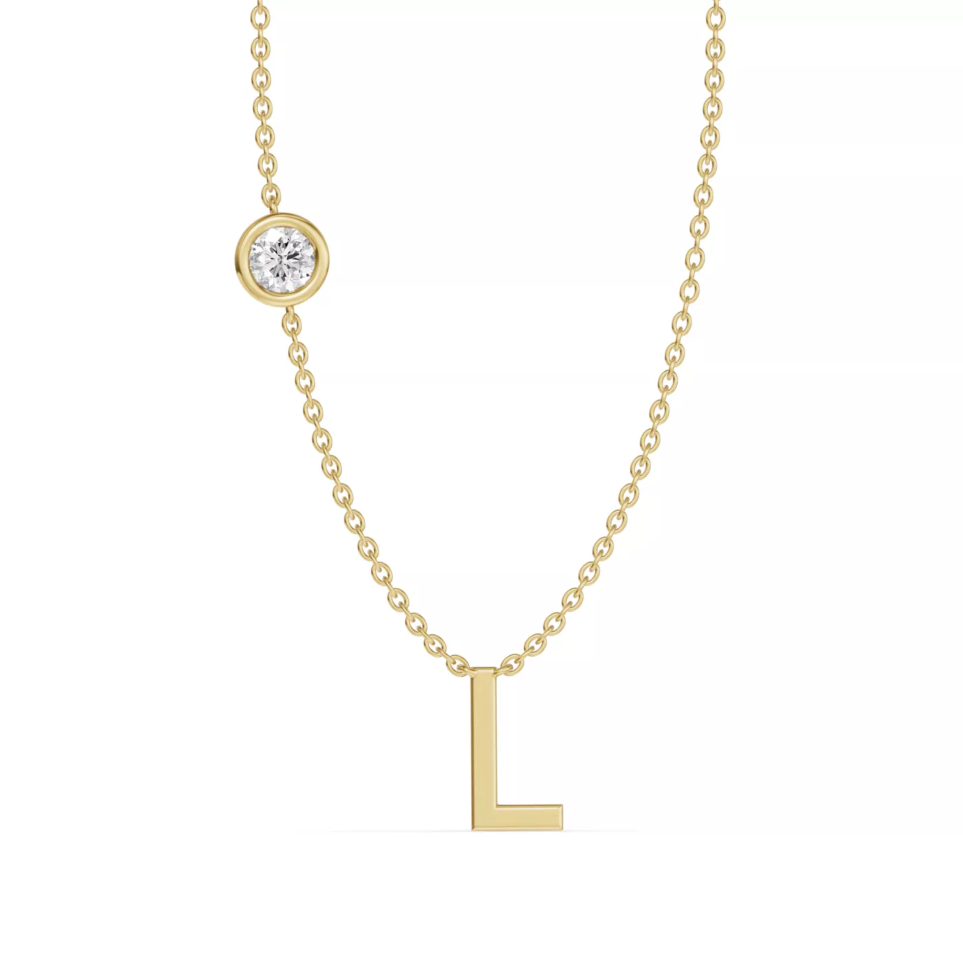 Personalized Initial 14K Yellow Gold Engagement Ring