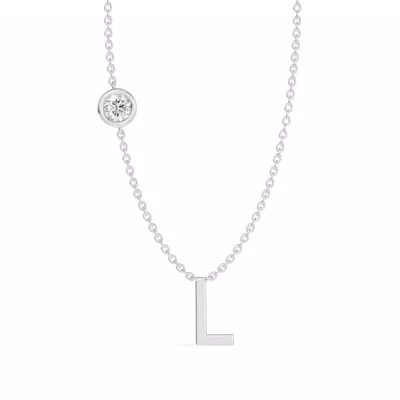 Bezel Lab Diamond Gold Initial Necklace - L