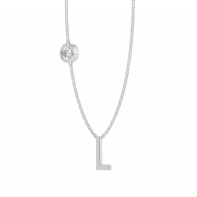 Bezel Lab Diamond Gold Initial Necklace - L