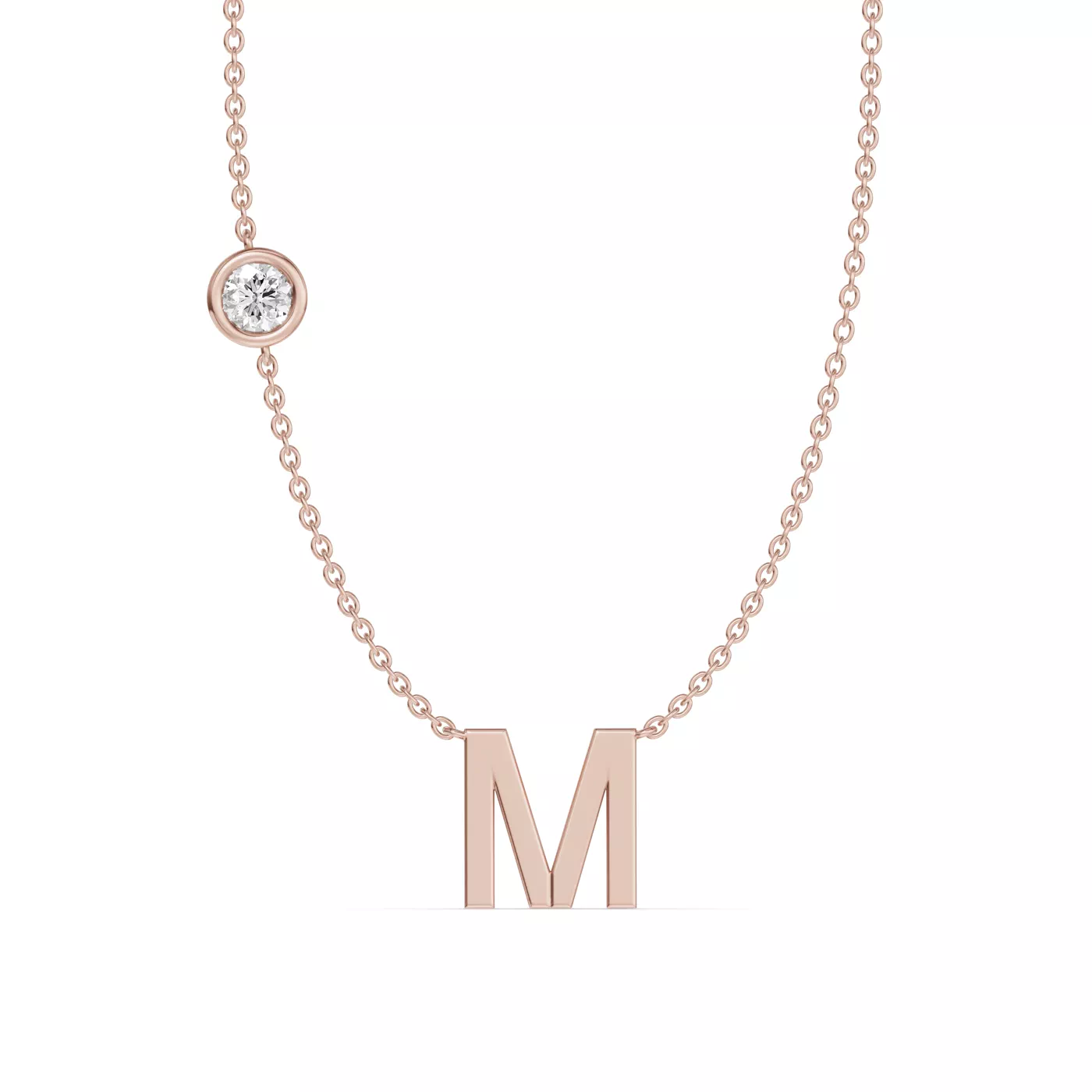 Personalized Initial 14K Rose Gold Engagement Ring