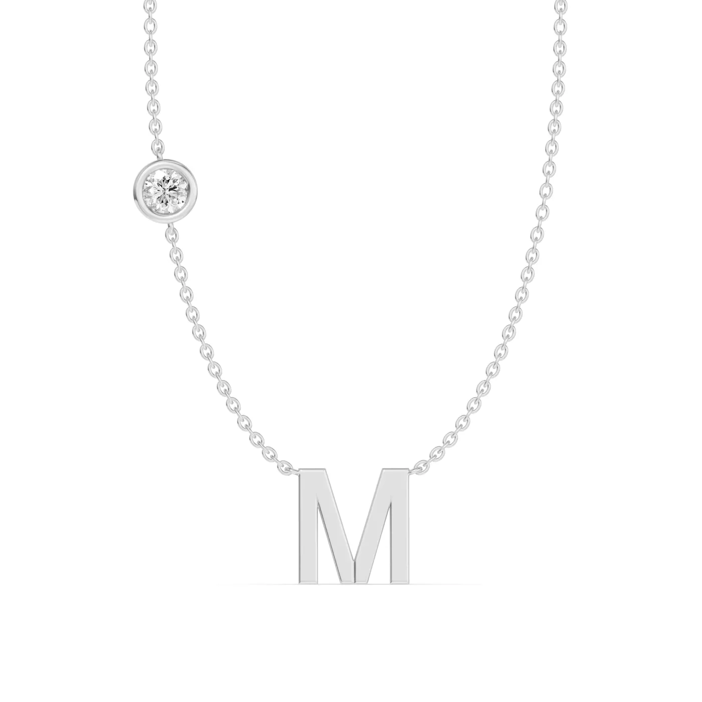Personalized Initial 14K White Gold Engagement Ring