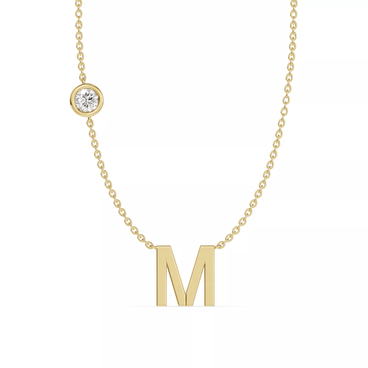 Personalized Initial 14K Yellow Gold Engagement Ring