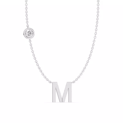 Bezel Lab Diamond Gold Initial Necklace - M