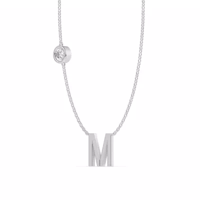 Bezel Lab Diamond Gold Initial Necklace - M