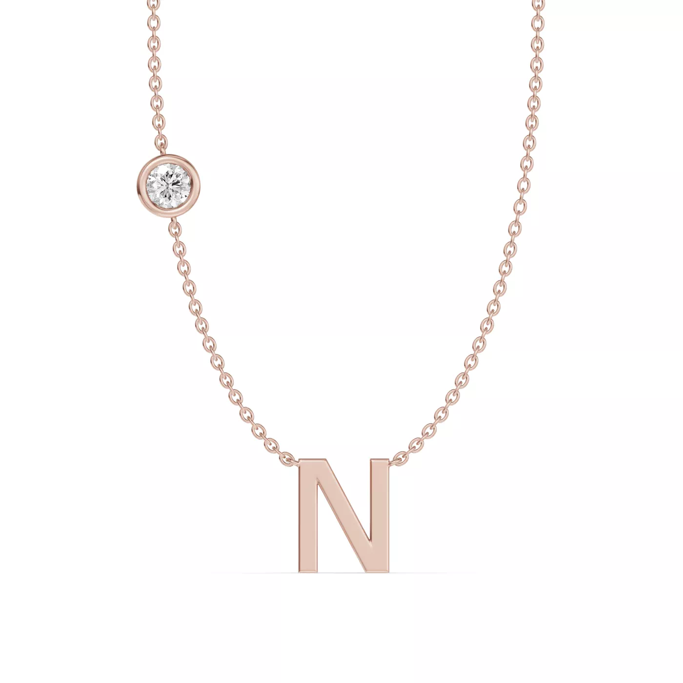 Personalized Initial 14K Rose Gold Engagement Ring