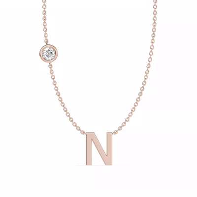 Bezel Lab Diamond Gold Initial Necklace - N