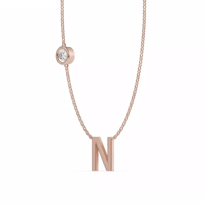 Bezel Lab Diamond Gold Initial Necklace - N