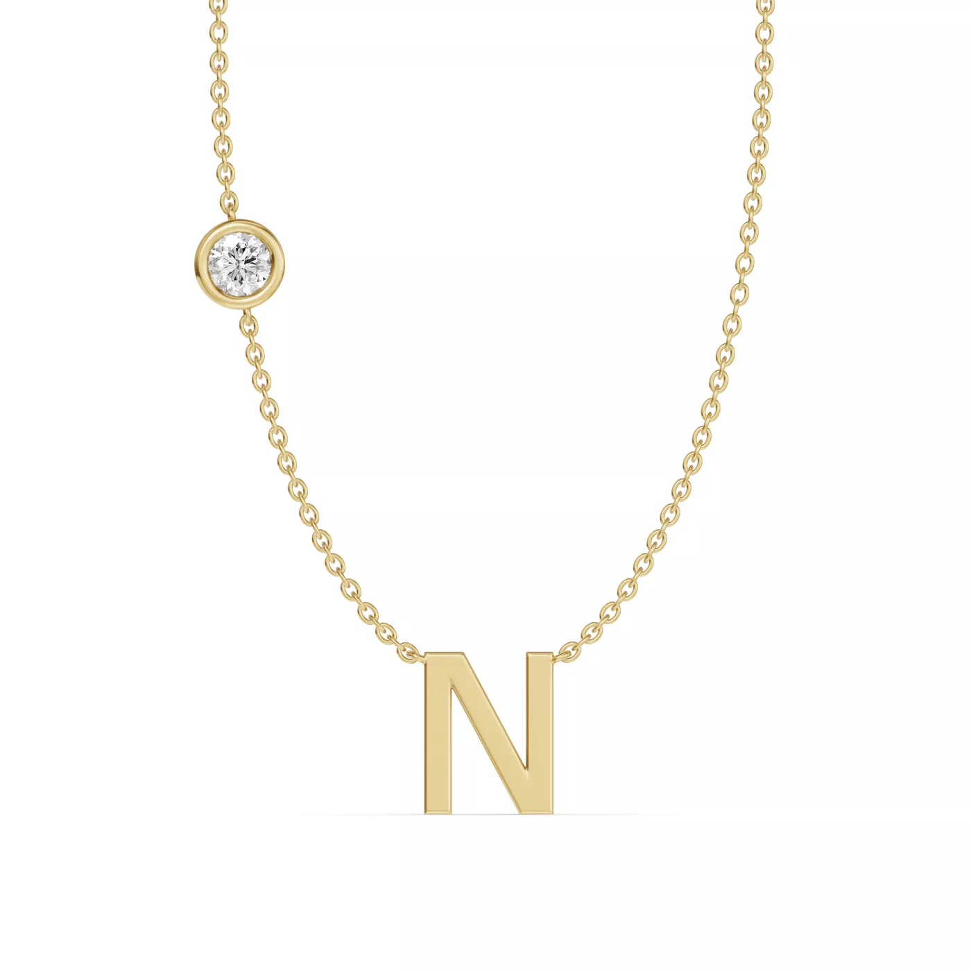 Personalized Initial 14K Yellow Gold Engagement Ring