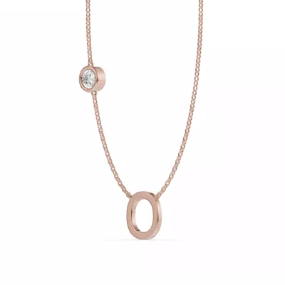 Bezel Diamond Gold Initial Necklace - O