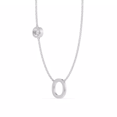 Bezel Diamond Gold Initial Necklace - O