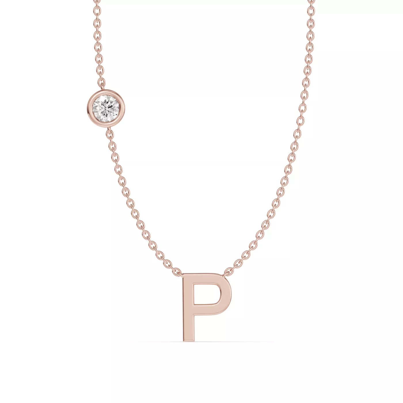 Personalized Initial 14K Rose Gold Engagement Ring