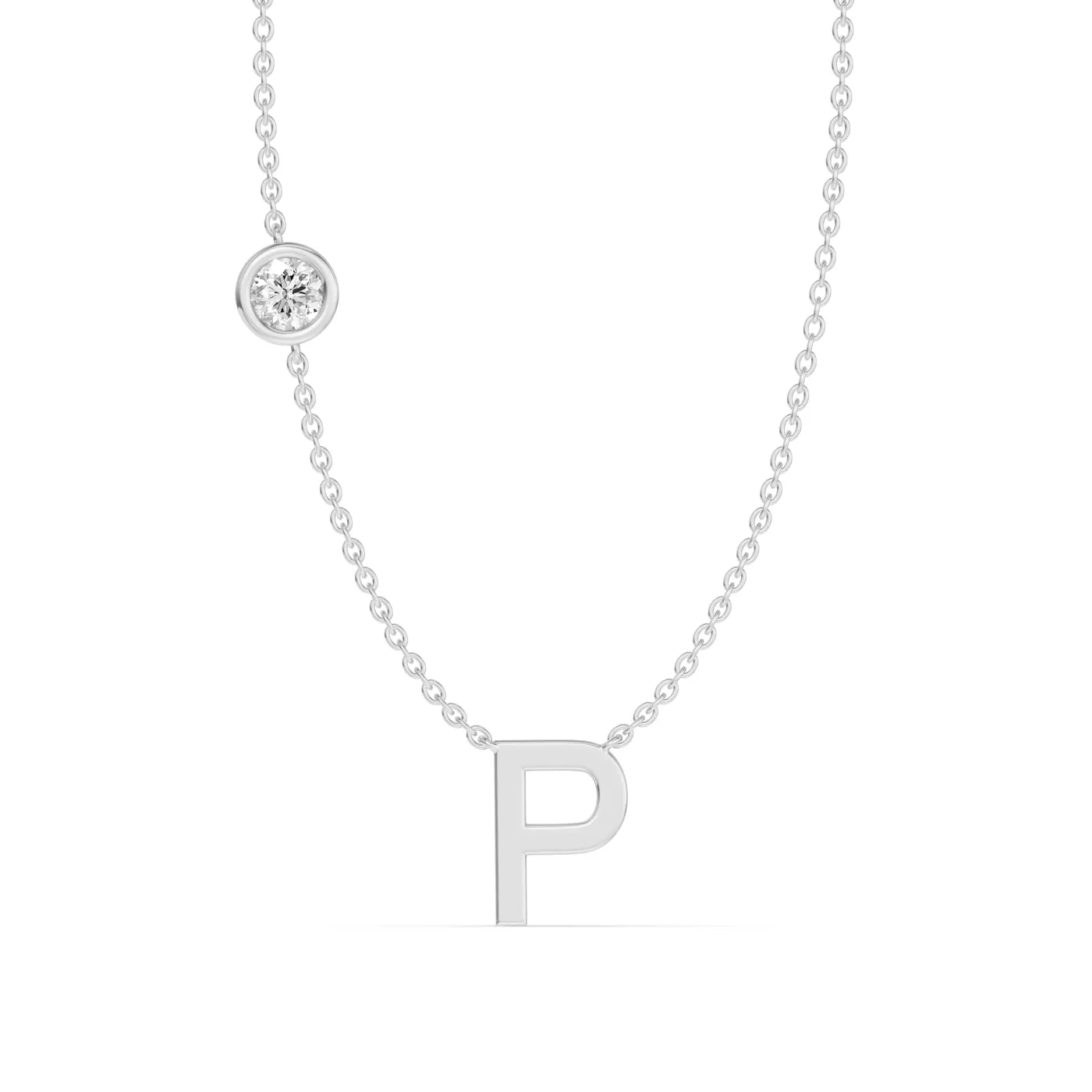 Personalized Initial 14K White Gold Engagement Ring