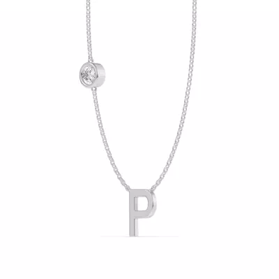 Bezel Lab Diamond Gold Initial Necklace - P
