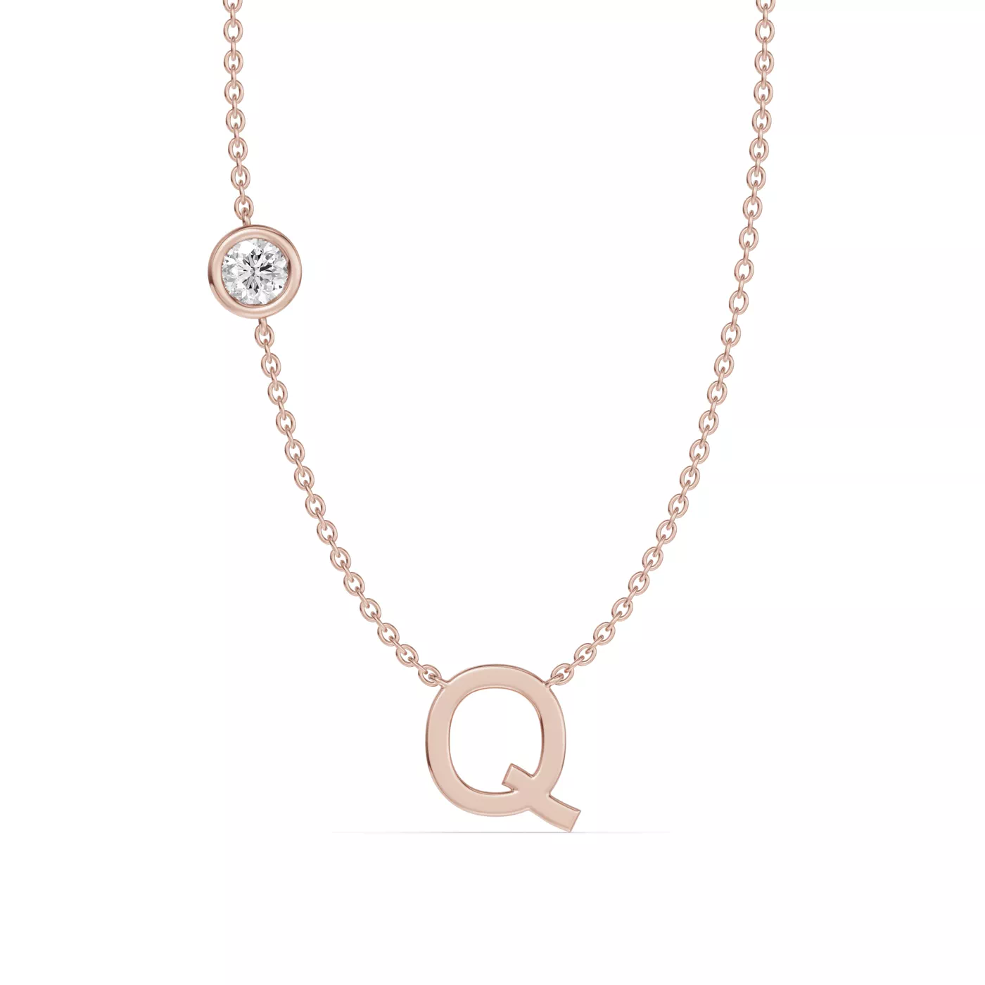 Personalized Initial 14K Rose Gold Engagement Ring
