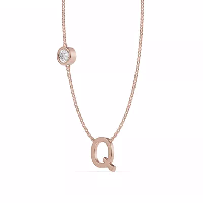 Bezel Diamond Gold Initial Necklace - Q