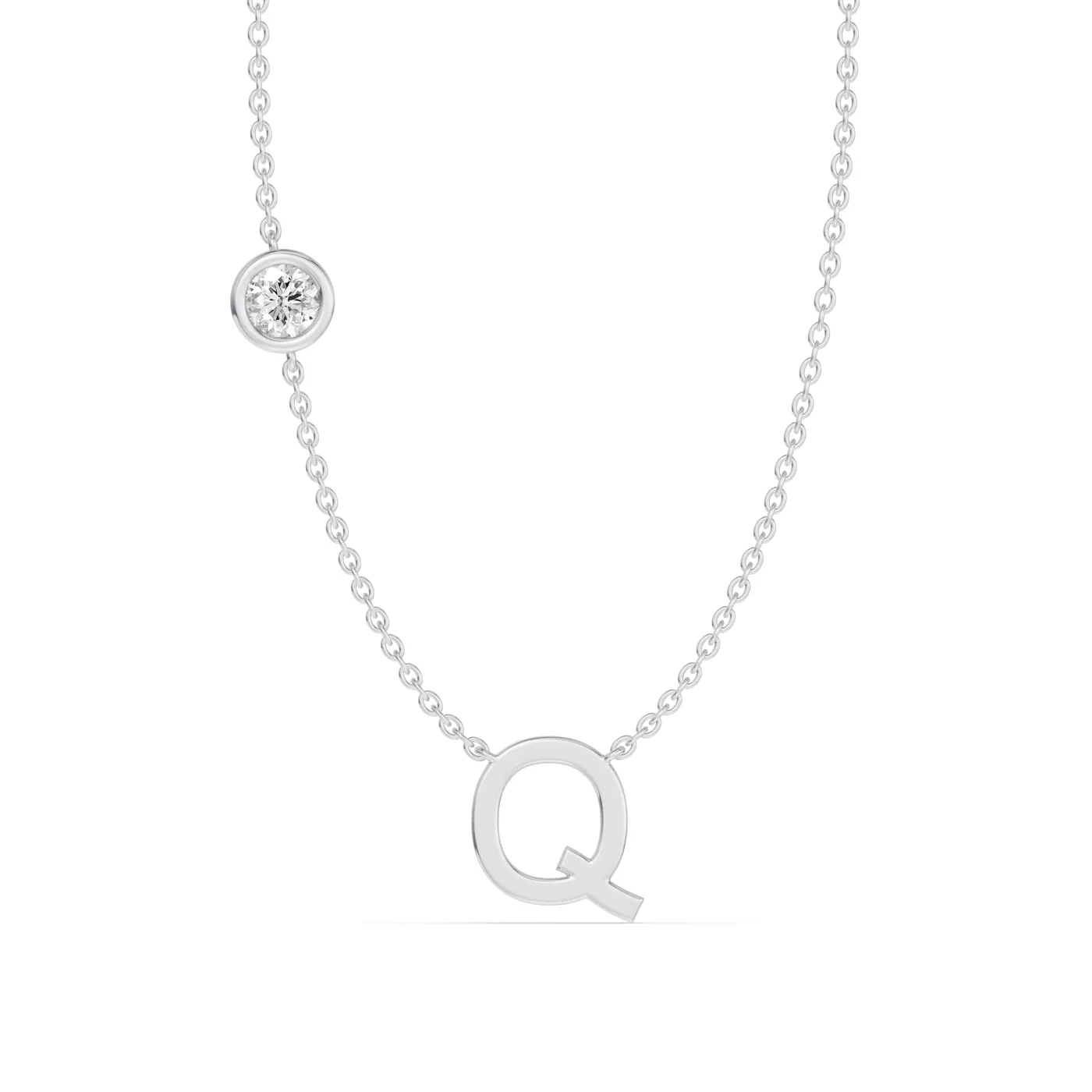 Personalized Initial 14K White Gold Engagement Ring