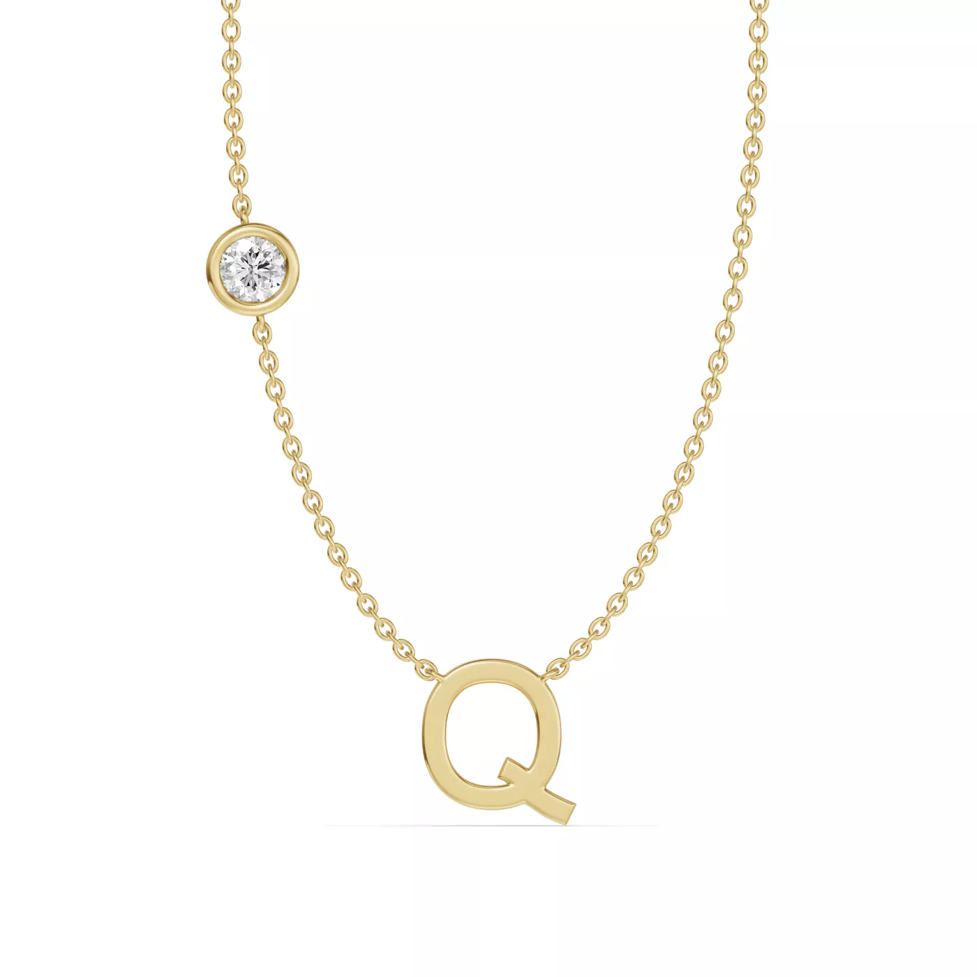 Personalized Initial 14K Yellow Gold Engagement Ring