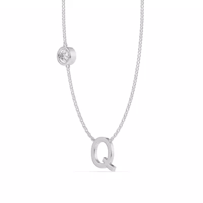 Bezel Diamond Gold Initial Necklace - Q