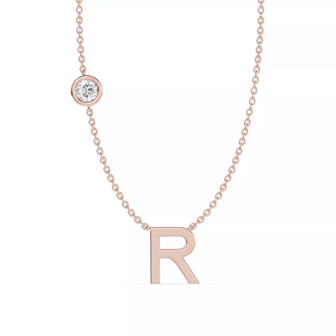 Personalized Initial 14K Rose Gold Engagement Ring