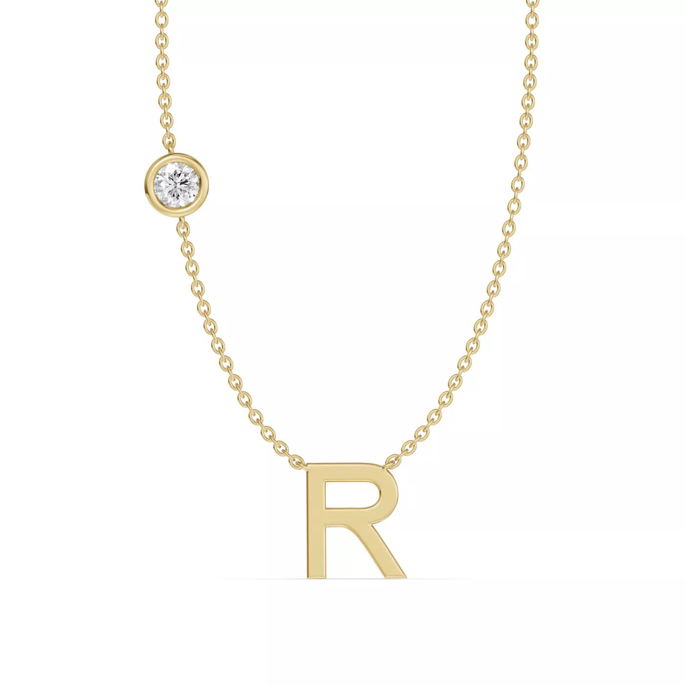 Personalized Initial 14K Yellow Gold Engagement Ring