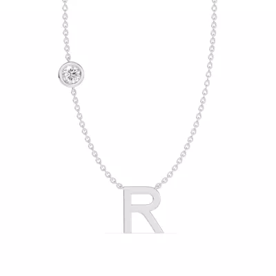 Bezel Lab Diamond Gold Initial Necklace - R