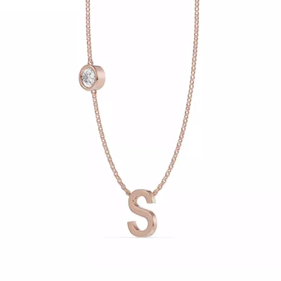 Bezel Diamond Gold Initial Necklace - S
